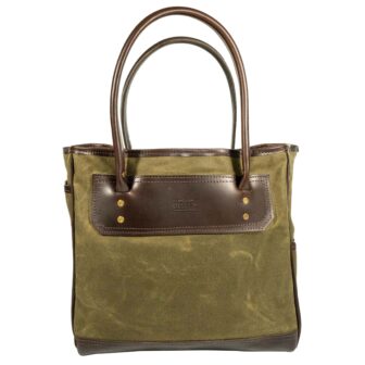 Olive Canvas & Leather Tote Bag