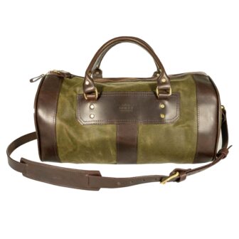 Olive Canvas & Leather Round Duffel Bags
