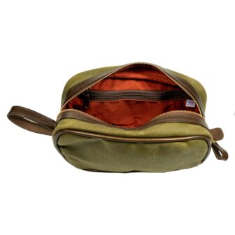 Olive Canvas & Leather Travel Kit