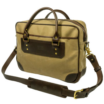 Sand Canvas & Leather Briefcase