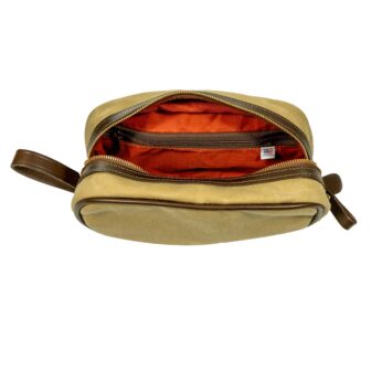 Sand Canvas & Leather Travel Kit