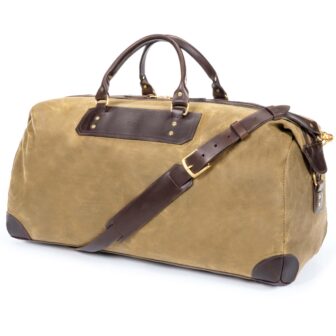 SAND CANVAS & LEATHER DUFFEL BAG - MEDIUM